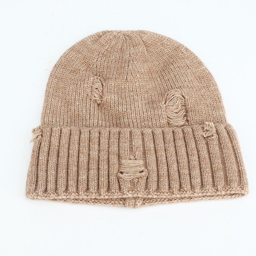 Wholesale Couple Winter Warmth Knitted Hairline Face Friendly Ear Protector Knitted Perforated Cold Hat