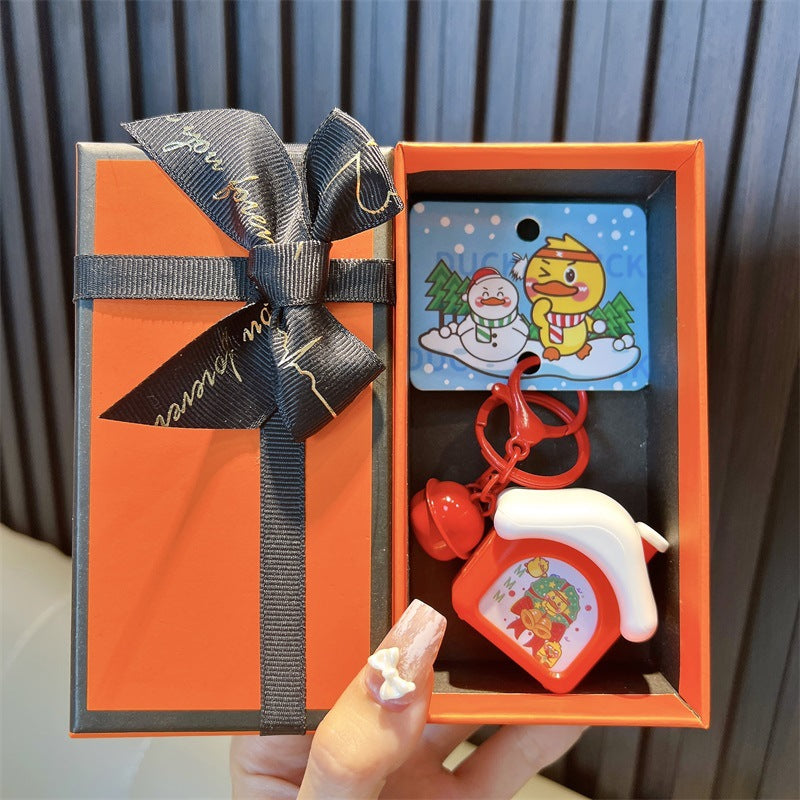 Wholesale Christmas Series Little Yellow Duck Sound Music House Luminous Night Light Keychain