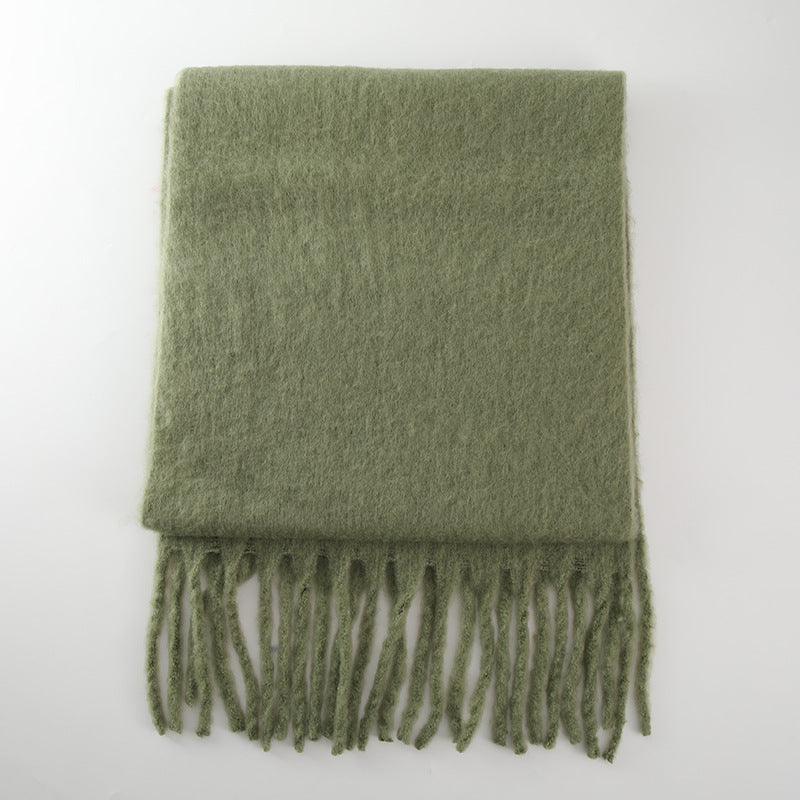 Wholesale Thickened Warm Solid Tassel Polyester Scarf