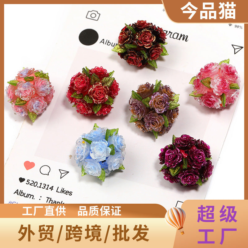 Wholesale 10pcs Colorful Flower Drill Balls Ceramic Beads