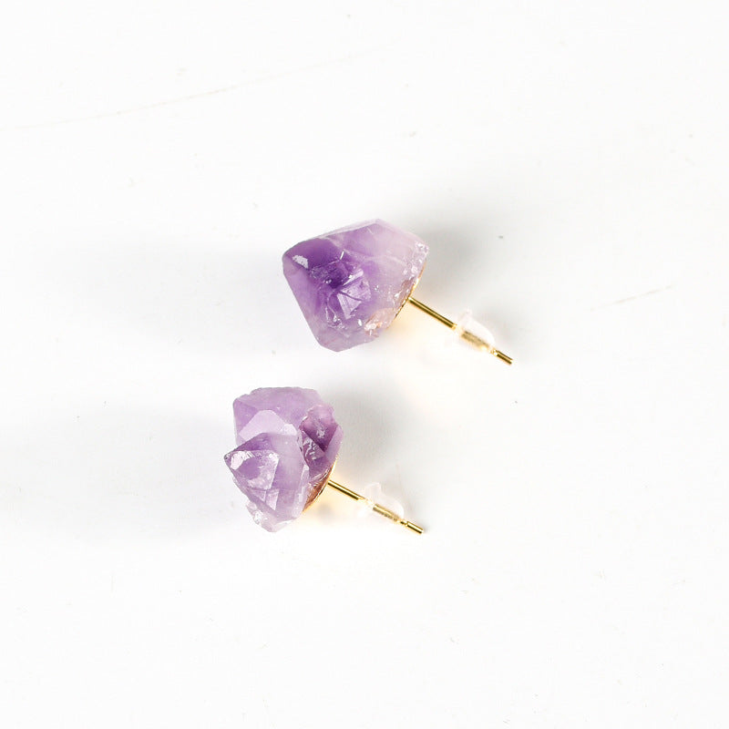 Wholesale Natural Amethyst Earrings Stud Bohemian  Earrings