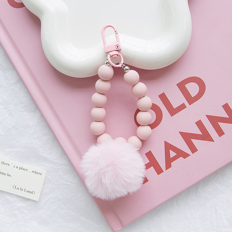 Wholesale Hair Ball Acrylic Bead Keychain