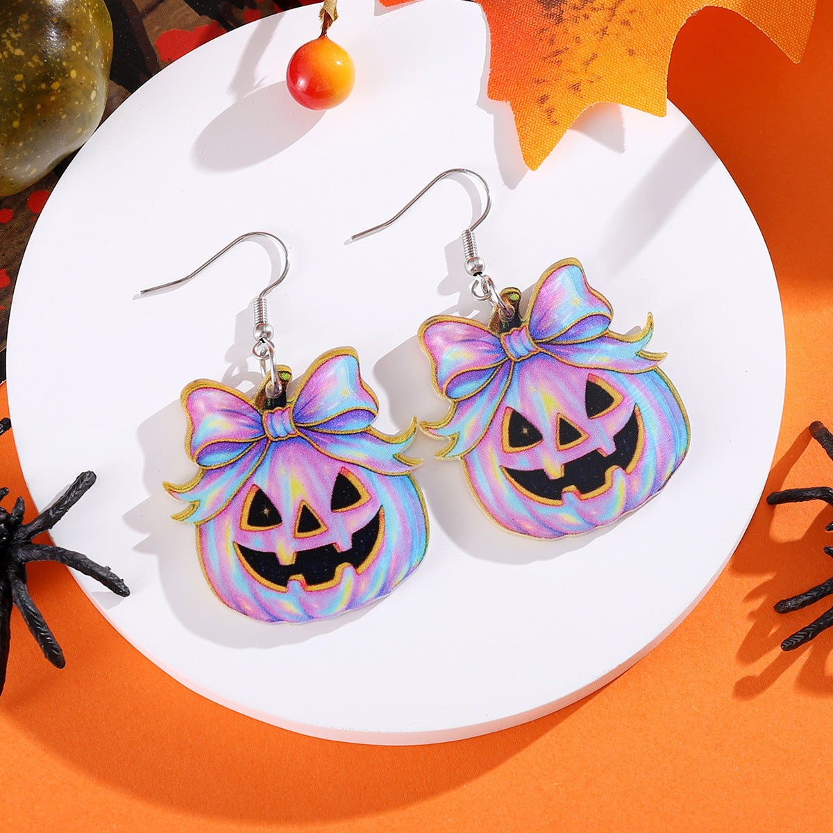 Wholesale  Acrylic Gothic Pumpkin Pendant Earrings