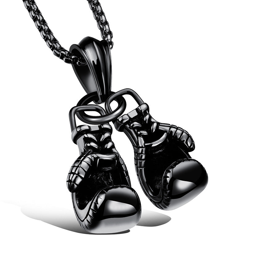 Wholesale Double Boxing Glove Alloy Pendant Necklace Men Necklaces