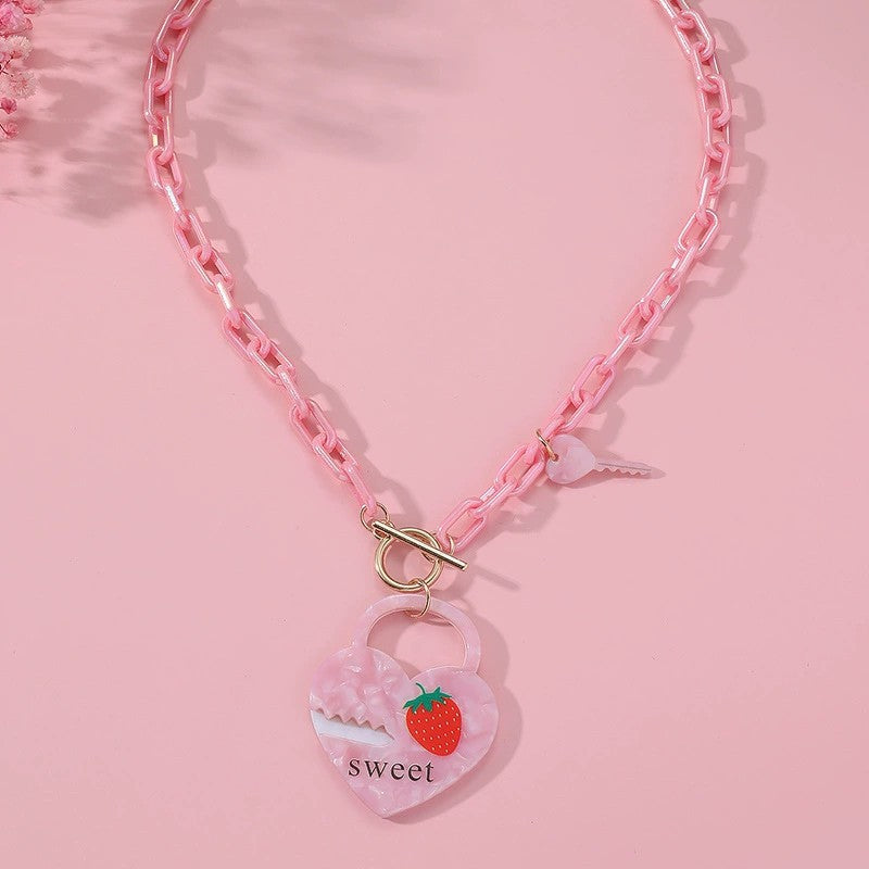 Wholesale Valentine's Day Acrylic Peach Heart Clavicle Chain