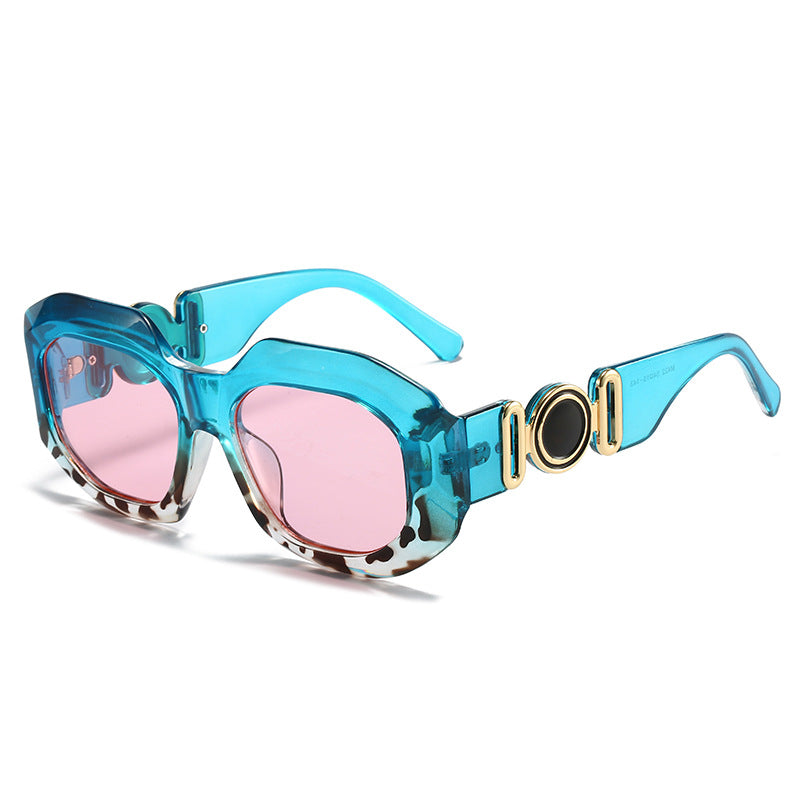 Wholesale Polygonal Jelly Color Versatile Large Frame Sunglasses