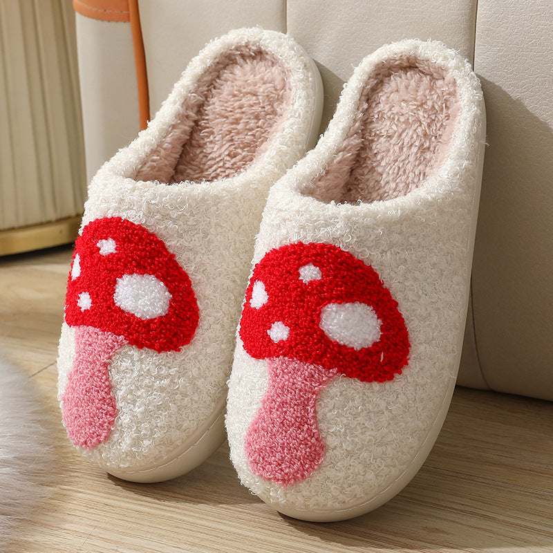 Wholesale Valentine's Day Smiling Face Big Love Plush Cotton Slippers