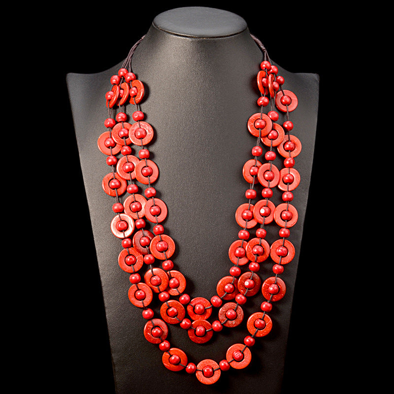 Wholesale Colorful Multilayer Wooden Necklaces
