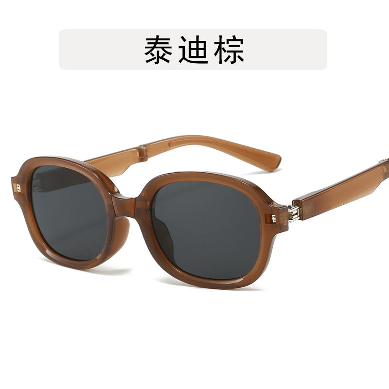 Wholesale Sun protection retro versatile folding pocket UV protection oval sunglasses