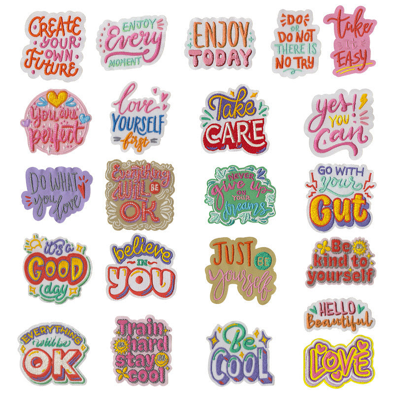Wholesale Inspirational quotes letter embroidery DIY patches