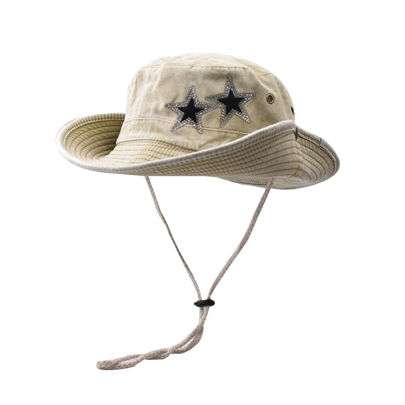 Wholesale Cotton Washed Distressed Cotton Pentagram Fisherman Hat