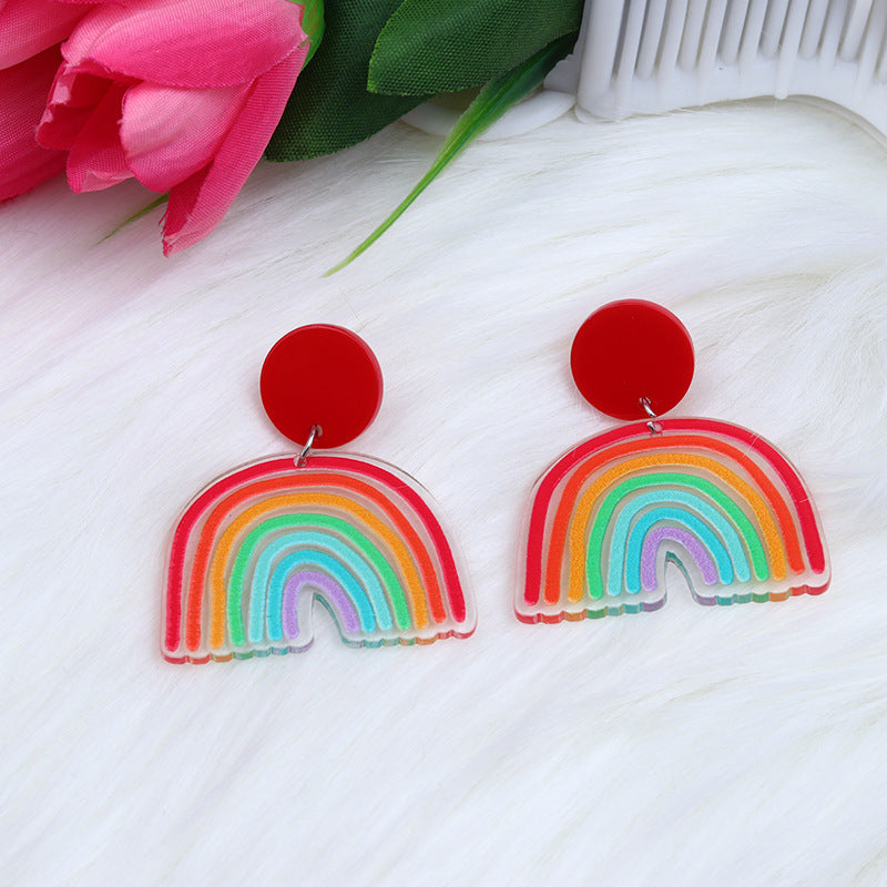 Wholesale Valentine' s Day Earrings Acrylic Splicing Fashionable t Heart Earrings
