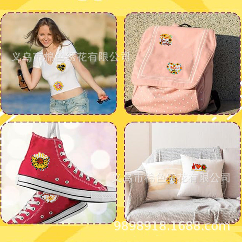Wholesale Sunflower Bee Embroidery Patch Chic Decorative Clothing Accessory DIY Craft Gift Boutique Resale