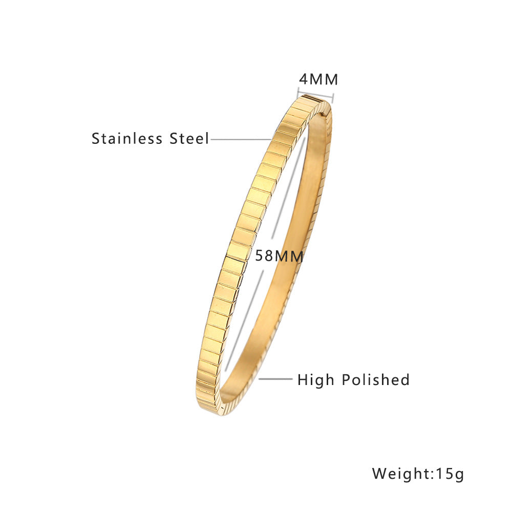 Wholesale 18K gold plated diamond retro stacked titanium steel bracelet