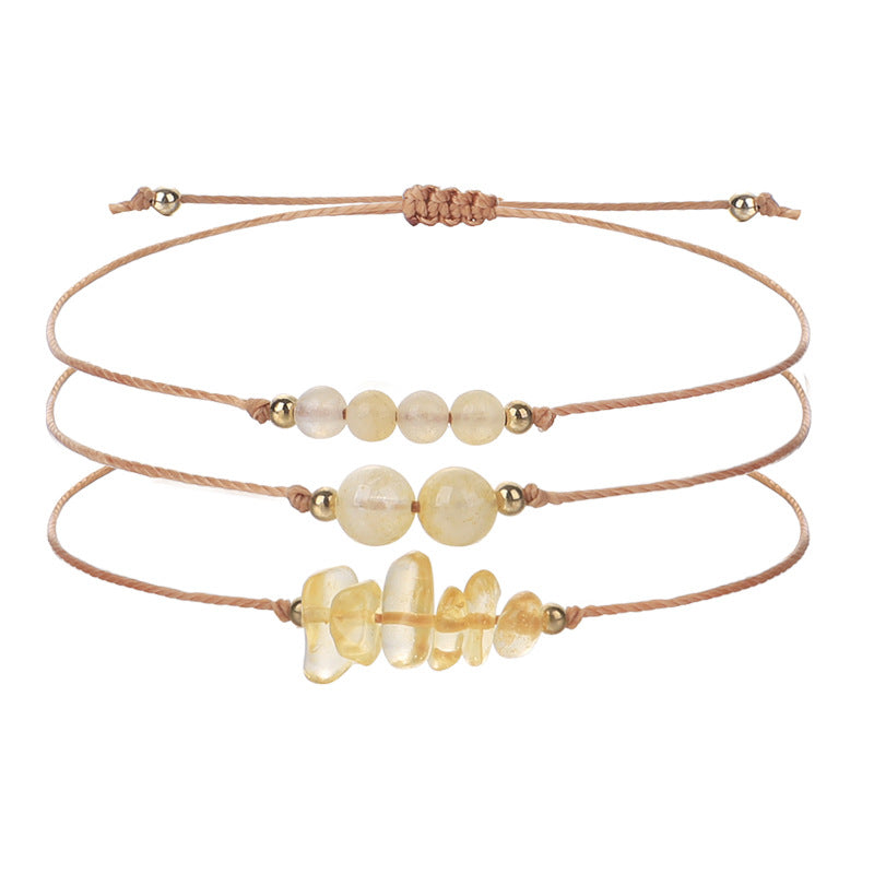 Wholesale Stone Citrine Amethyst Crushed Stone Beads Hand-woven Copper Bead Bracelet