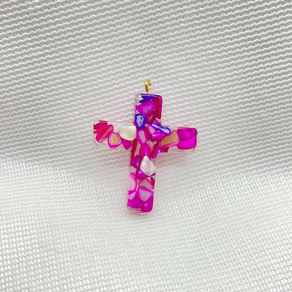 Wholesale Plastic Resin Seven Color Cross DIY Cup Chain Accessories