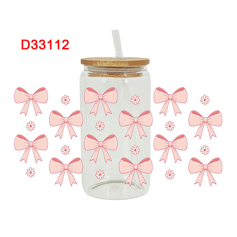 Wholesale Uv Transfer Sticker Glass strawberry Cup Crystal Sticker 16oz Cup UV DTF Wraps