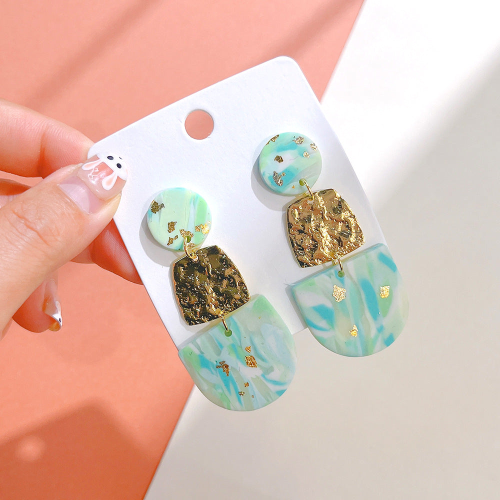 Wholesale Starry Sky sy Soft Ceramic Geometric Splicing Earrings