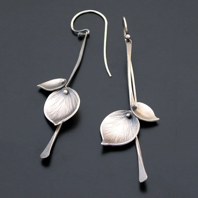 Wholesale Plant Leaf Metal Petal Drop Earrings