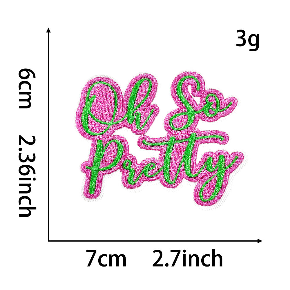 Wholesale Green and Pink Bowknot Love Embroidered DIY Patches