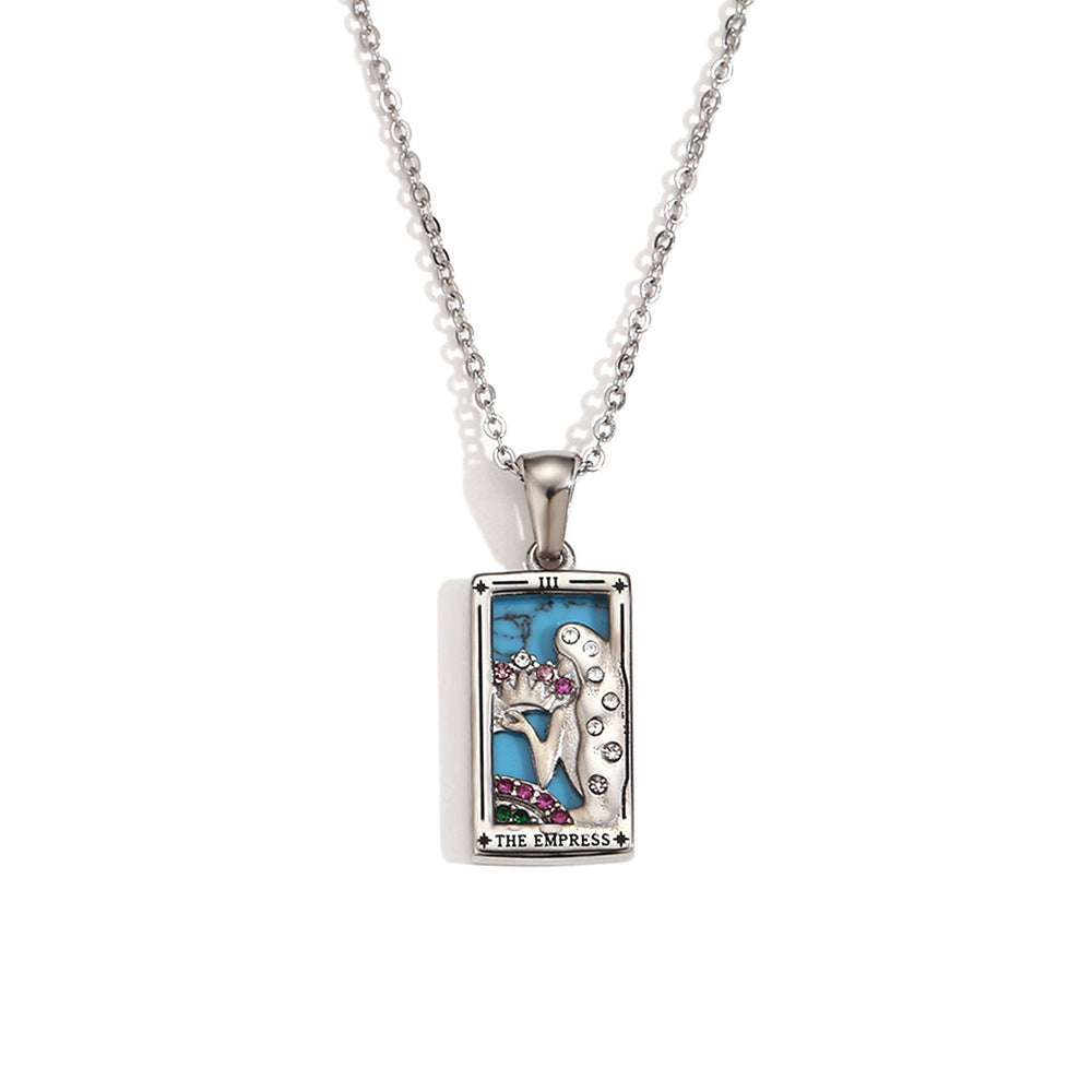 Wholesale Gold and silver Tarot card Stainless Steel Necklace