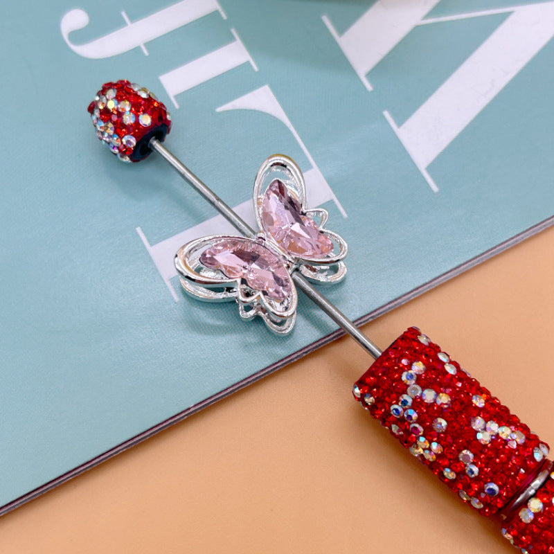 Wholesale 20pcs Alloy double-sided crystal zircon butterfly beads