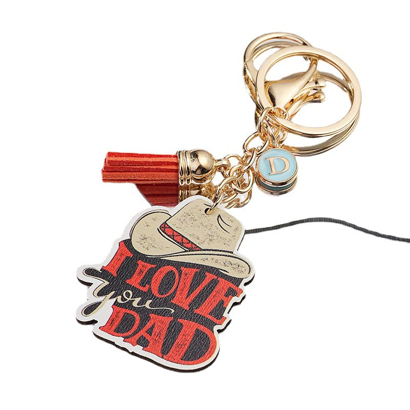 Color al por mayor Impresión Heart Padre Day Gift Metal Keychain
