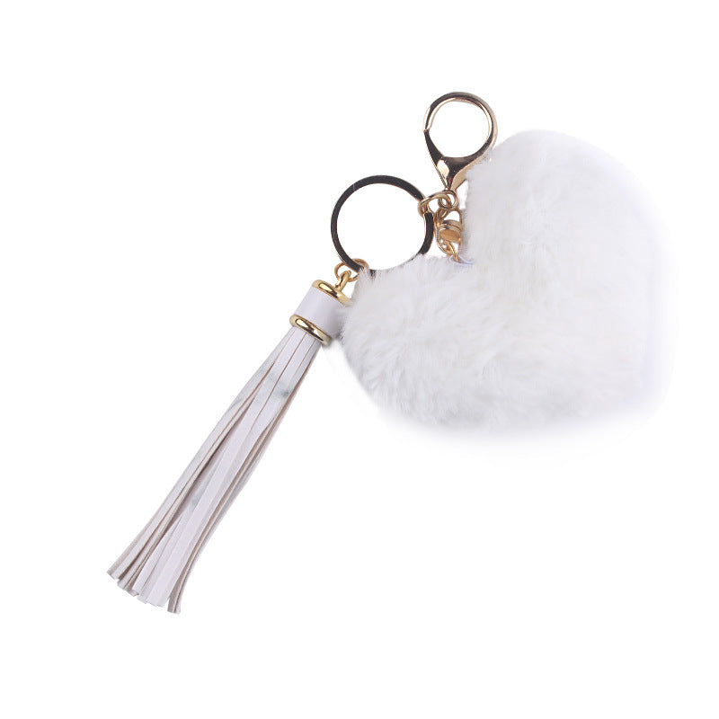 Wholesale Heart Shaped Fur Ball Tassel Keychain