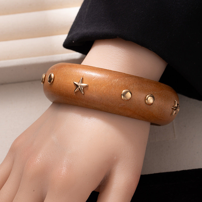 Wholesale Retro and cool wooden wide bracelet