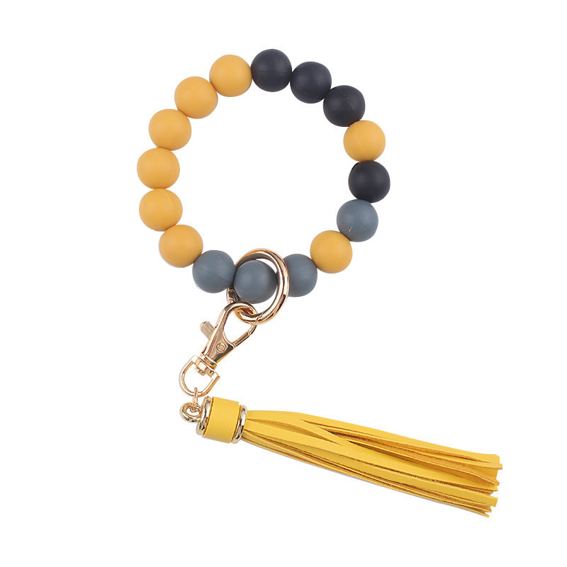 Wholesale Cartoon Solid Color Silicone Beaded Wrist Keychain