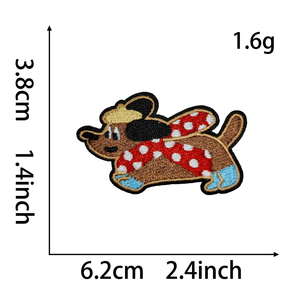 Wholesale Embroidered Self Adhesive Dachshund Dog Patch Set Cute Cartoon Design For Coats DIY Fashion Accessory