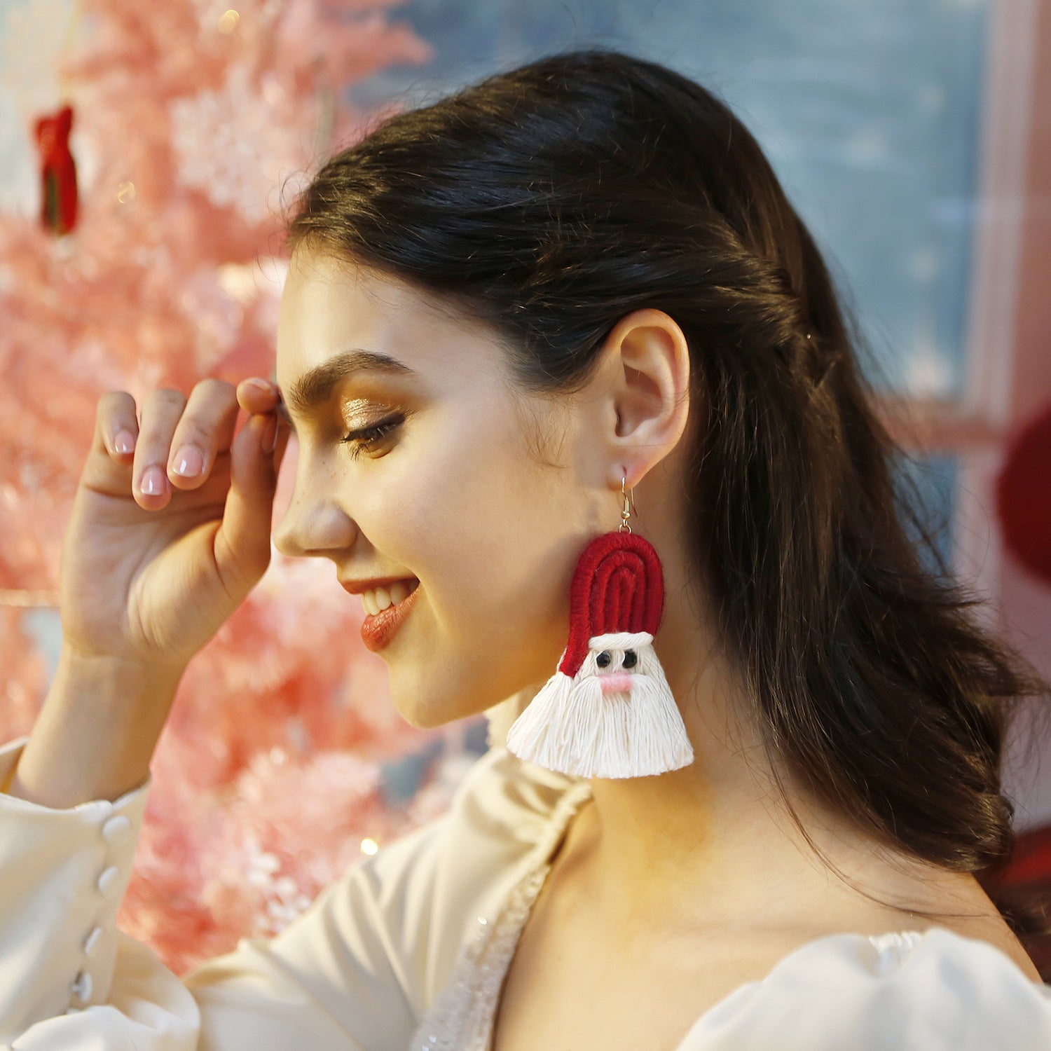 Wholesale Christmas Cartoon Bohemian Tassel Braided Handmade Earrings