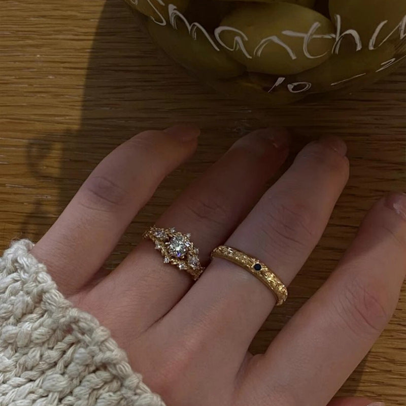 Wholesale Palace Style Full Diamond and Wire-drawing Carving Gold Ring