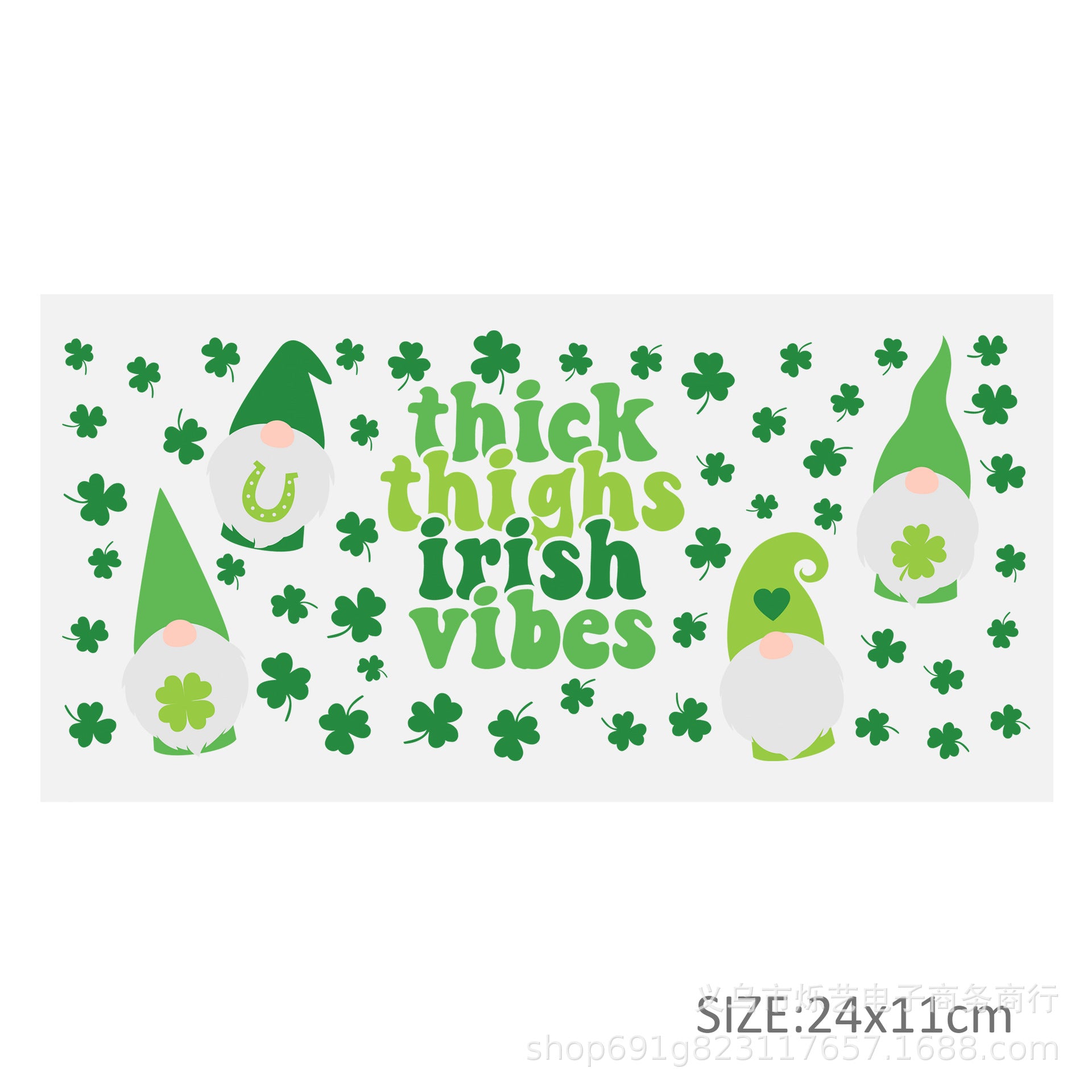 Wholesale Green Smiling Face Hat Halloween 16oz Cup UV DTF Wraps