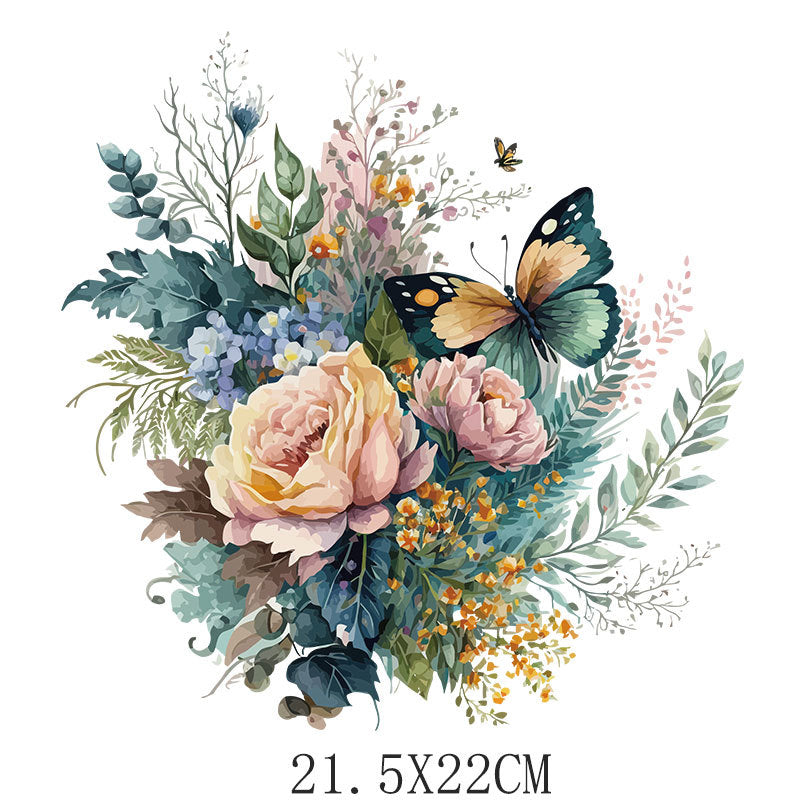 Wholesale 10pcs/pack Watercolor floral heat transfer appliqué clothing UV DTF Ready to Press Transfers Wraps