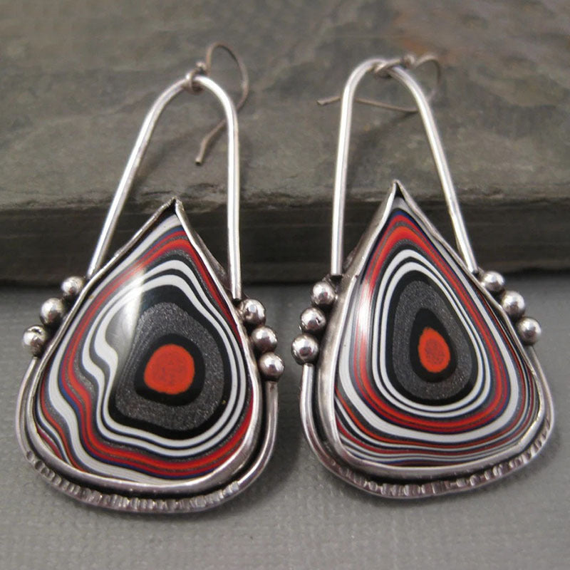 Wholesale Creative Flower Inlaid Purple Diamond Luxury Antique Silver Round Swing Earrings