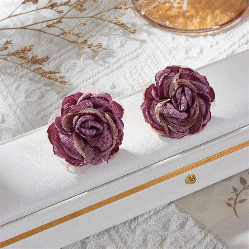 Wholesale Vintage Style Fabric Flower Earrings