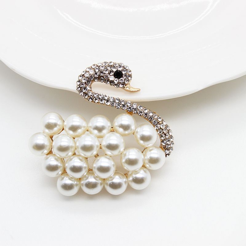 Wholesale Alloy Left and Right Pearl Swan Diy Mobile Phone Case Accessories