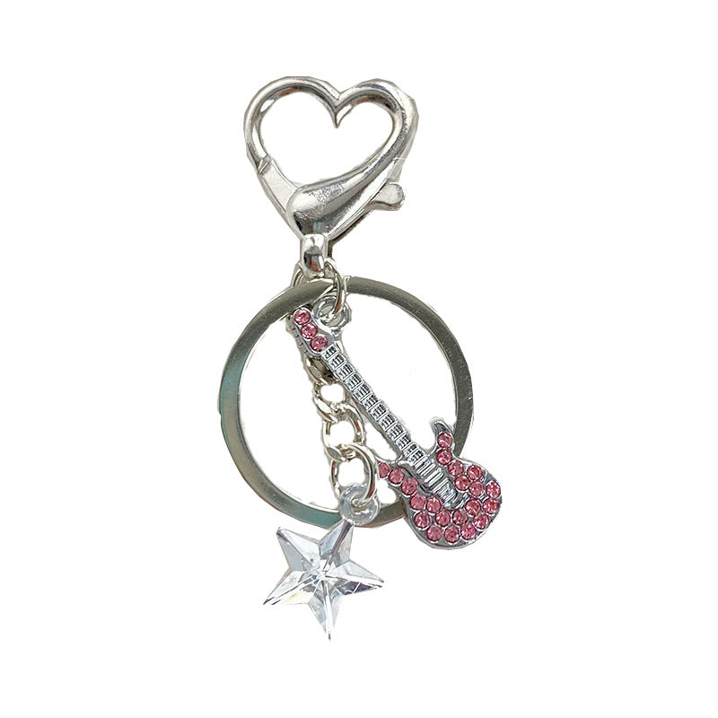 Wholesale Guitar Five Pointed Star Alloy Keychains