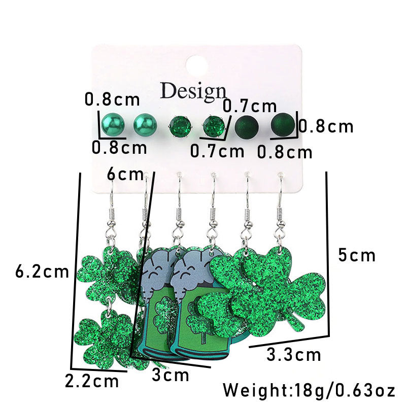Wholesale Green shamrock St.  Patrick' s Day Acrylic Earrings