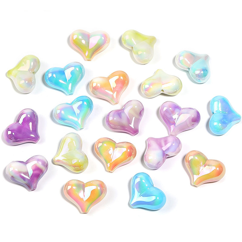 Wholesale 100pcs Gradient Color Cream Love UV Plated Peach Heart Acrylic Diy Accessories Beads