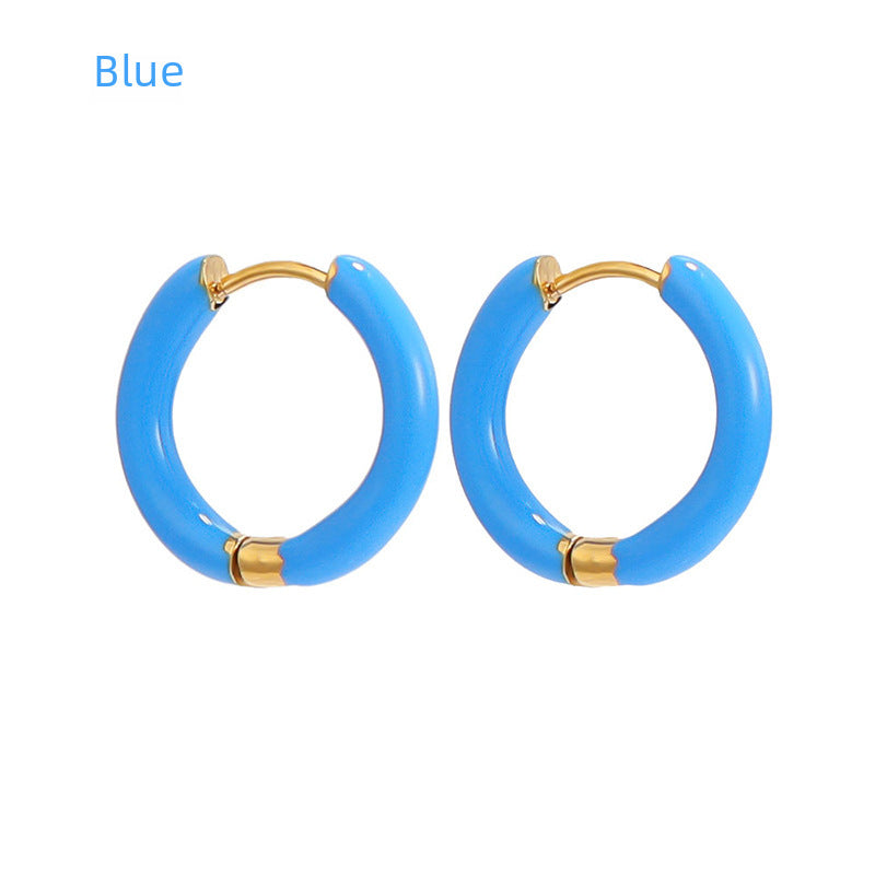 Wholesale 12mm oil drop earrings 10 colors stainless steel color earrings