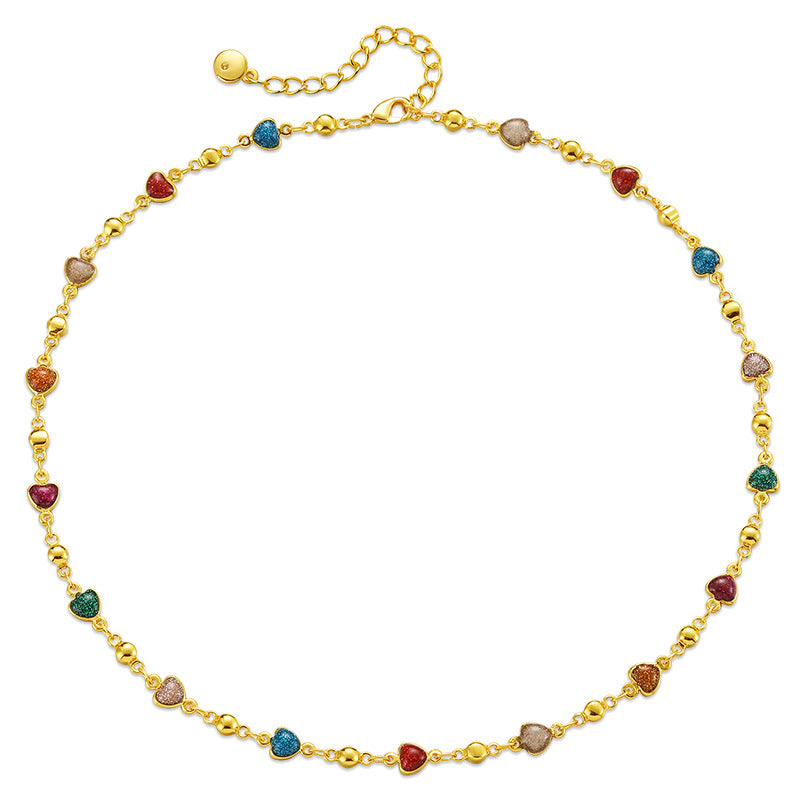Wholesale Colorful Love Gold Plated Clavicle Chain Necklace