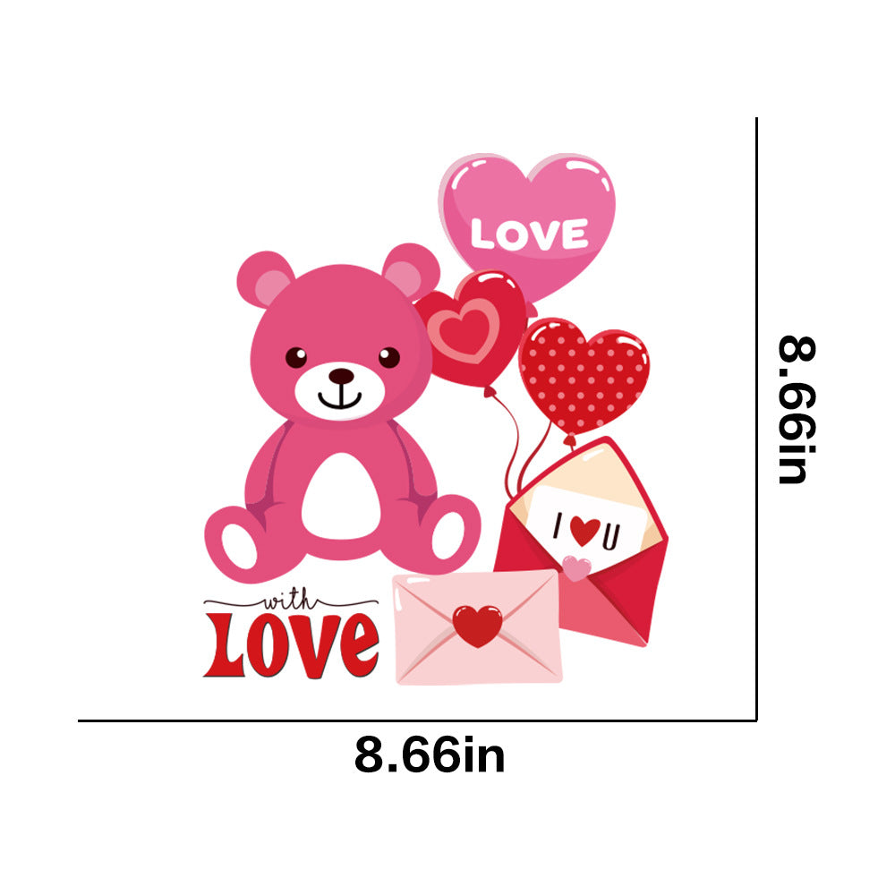 Wholesale 10pcs Pink Love Bear Valentine's Day UV DTF Ready to Press Transfers Wraps