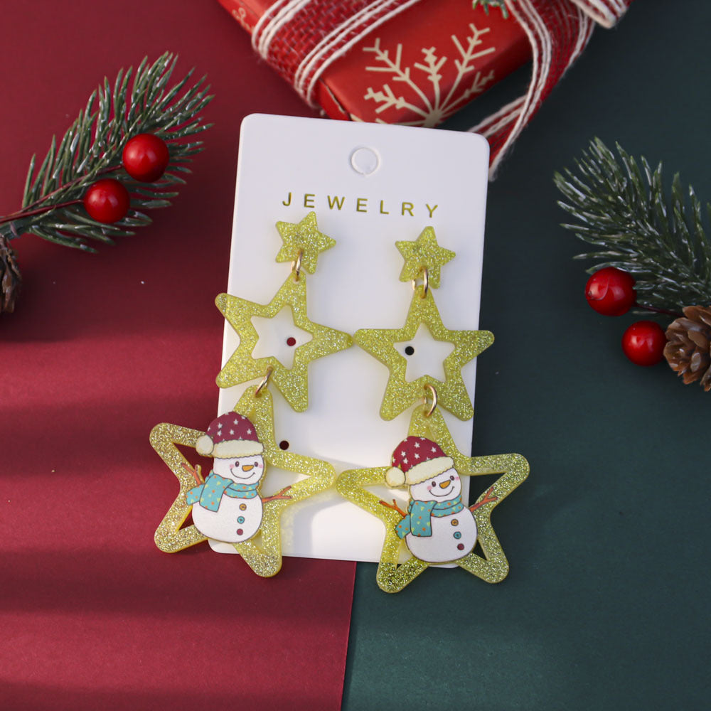 Wholesale Colorful Stars Christmas Acrylic Earrings