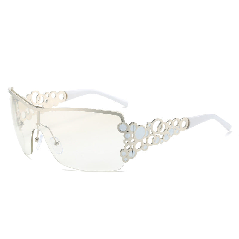 Wholesale Y2K Personalized Dot Circle Half Frame Sunglasses