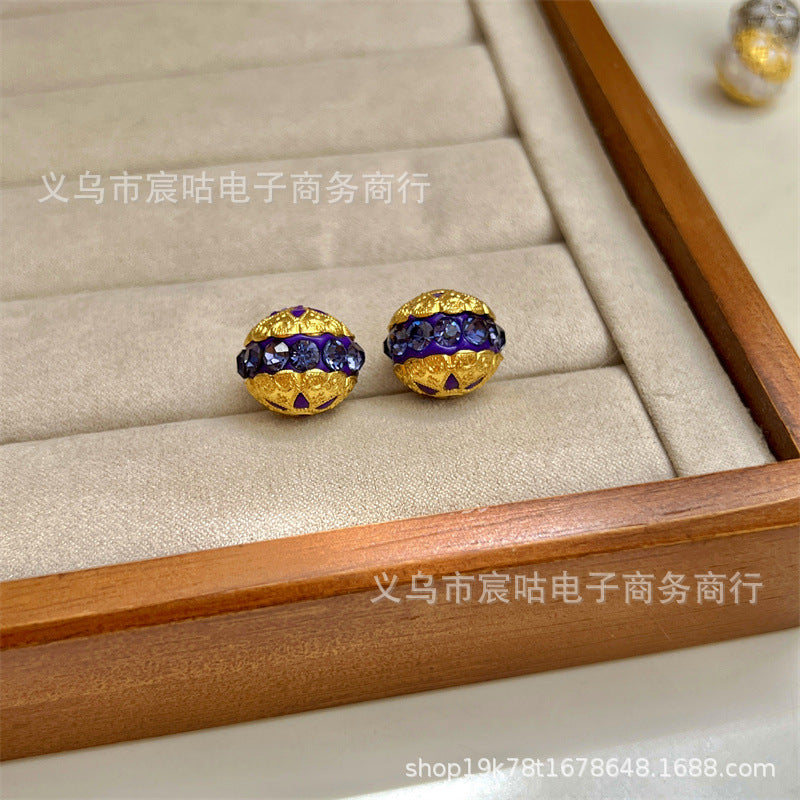 Wholesale 10pcs diamond-encrusted flower ball clay with crystal beads