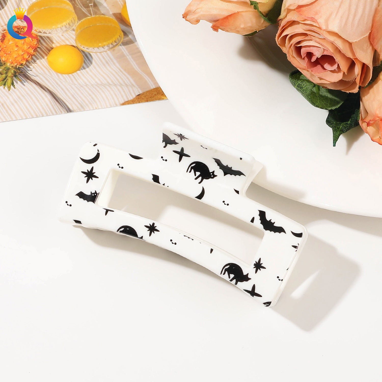 Wholesale Halloween Square Print Skull Hair Clip