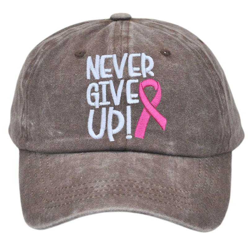 Wholesale Breast Ribbon Embroidery Washed Cotton Baseball Cap