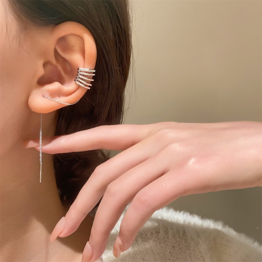 Wholesale Copper Electroplated Long Chain Tassel Ear Cuff Clip For Women No Piercing Stylish Everyday Jewelry Accessory